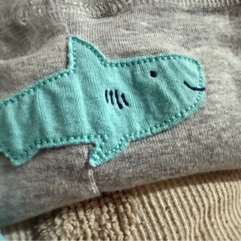 Adorable Shark Baby Outfit Set Blue White Gray patch baby shark Carters 3 month